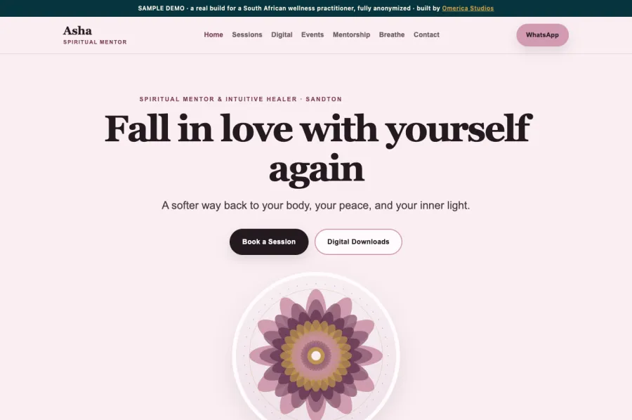 Wellness studio public website, anonymized client build