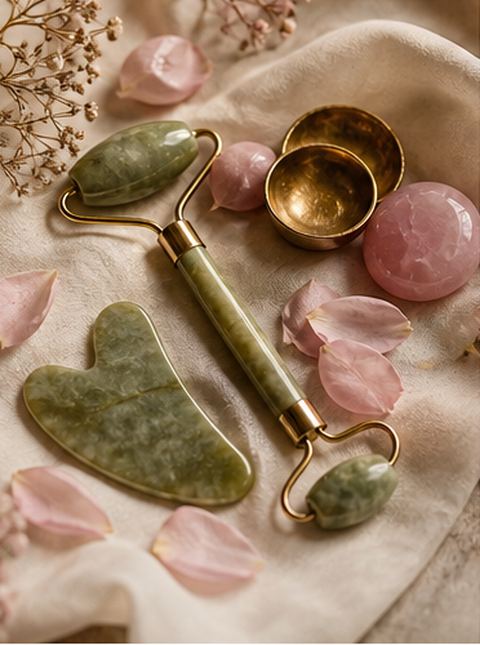 Rose quartz gua sha and face rollers
